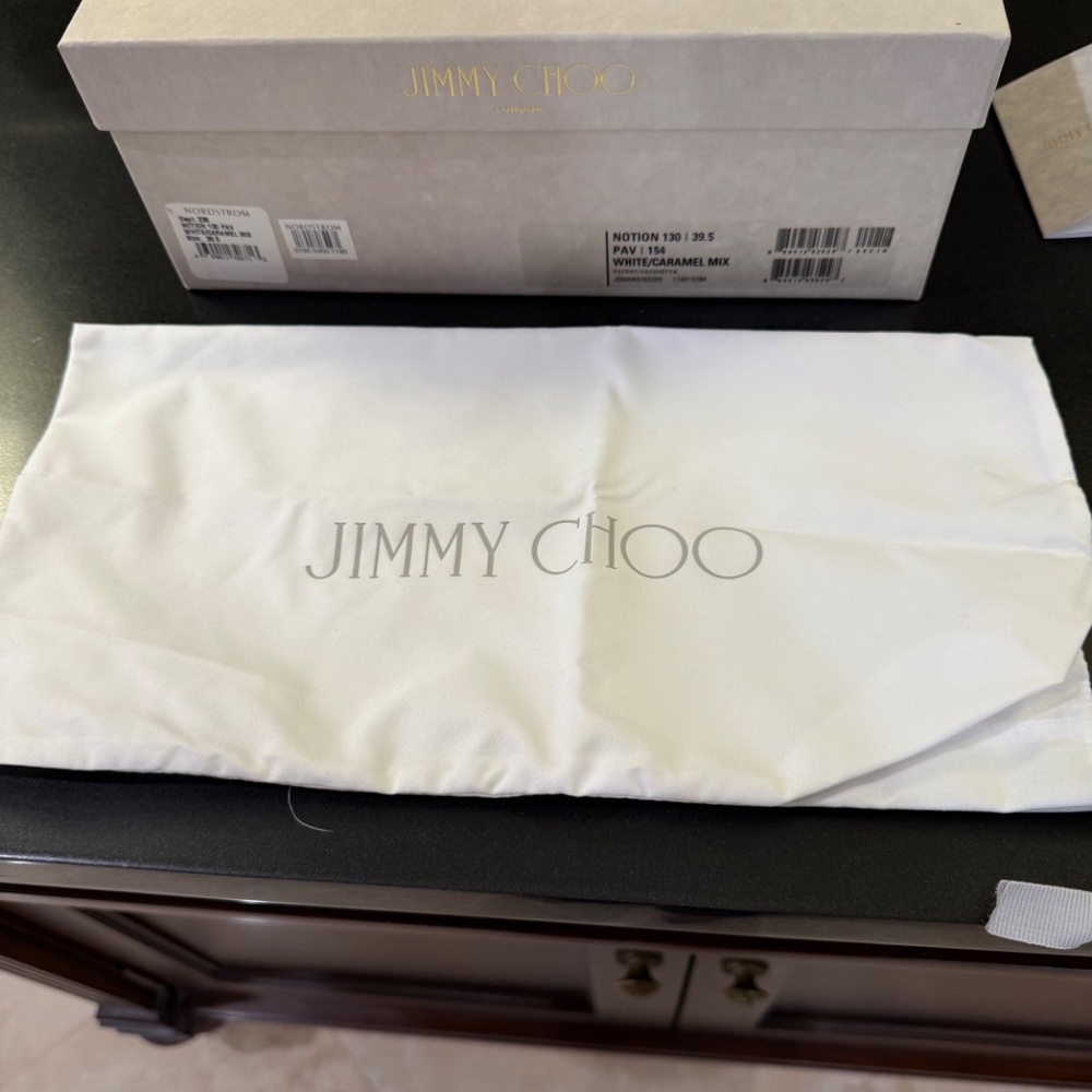 Jimmy Choo Brown and Cream Wood-Platform Slingback Sandals - Picture 8 of 8